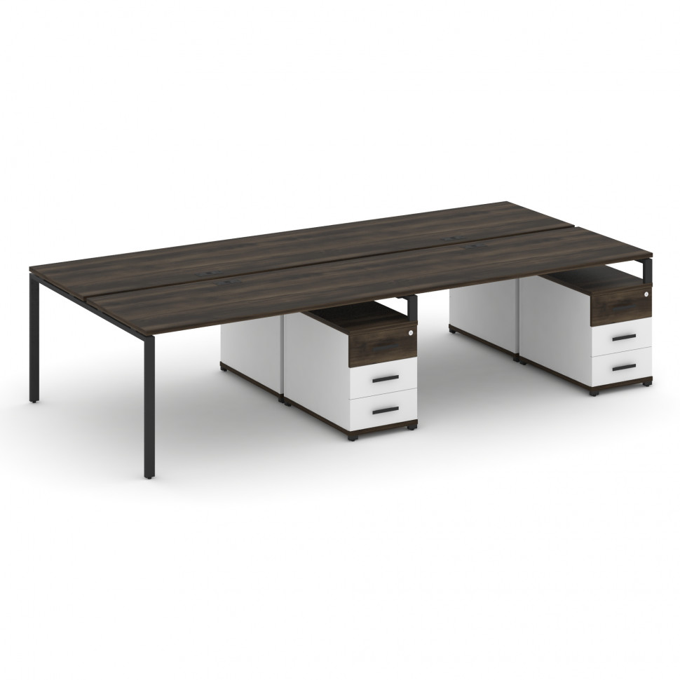 Concept Рабочая станция 4 места с 2 двухсторонними опорными тумбами CN.DRS-320 B Дуб Мали/Белый Брил