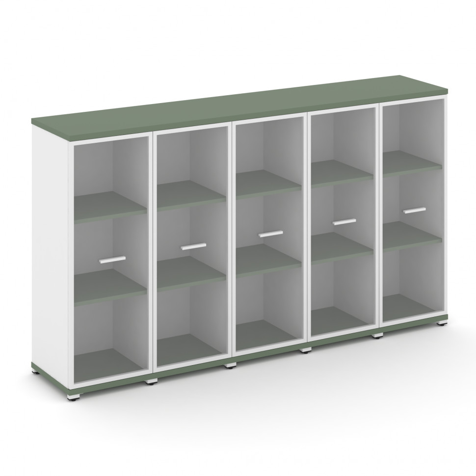 Concept Шкаф 5 узких секций, 3 ниши CN.STU-356 RPW W Кобо/Белый Бриллиант/Металл Белый/Прозрачный 20