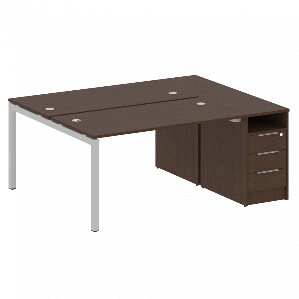 Metal System Quattro Рабочая станция с тумбой на П-образном м/к 50БП.РС-СТП-2.3 Венге Цаво/Металл Се