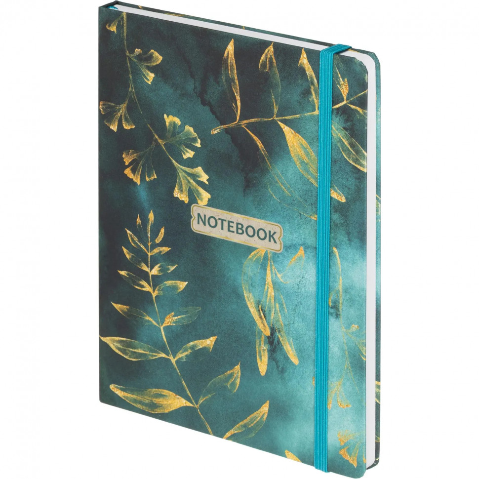 Блокнот Floral А5 96л. клетка, обл. тв.лам.картон, сшивка,резинка,зелен