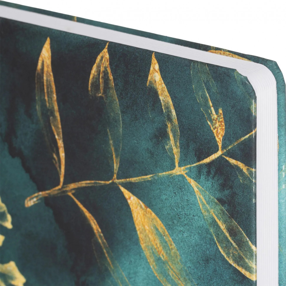 Блокнот Floral А5 96л. клетка, обл. тв.лам.картон, сшивка,резинка,зелен