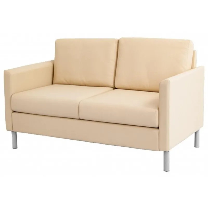 Диван UD_Simple Д-53 2х местный, алюм.муар/ к-з беж.(S.0413)