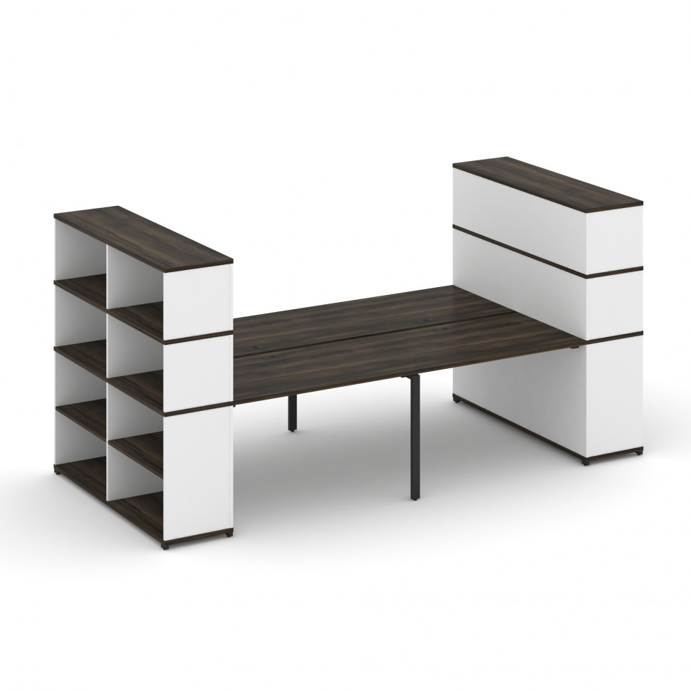 Concept Рабочая станция с опорными стеллажами с надставкой выс. CN.DRS-258 Дуб Мали/Белый Бриллиант/