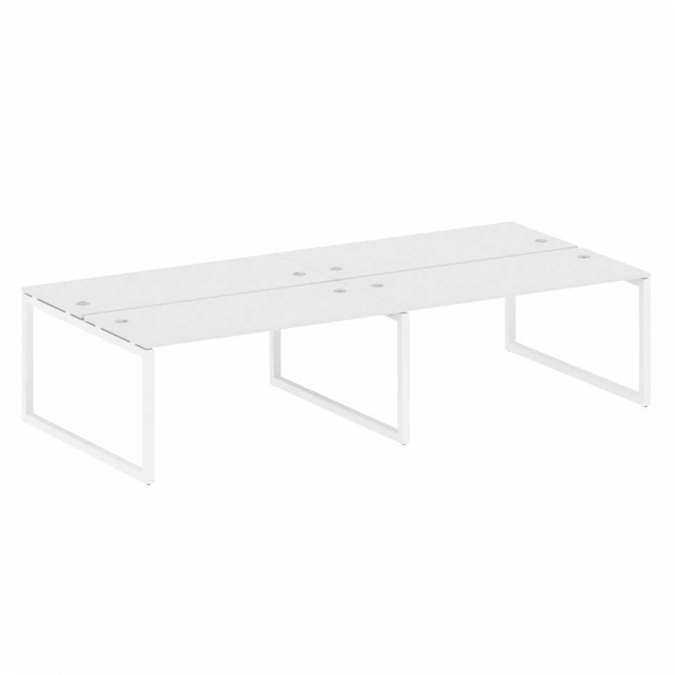 Metal System Quattro Рабочая станция на 4 места на О-образном м/к 50БО.СМ-4.4 Белый/Металл Белый 320