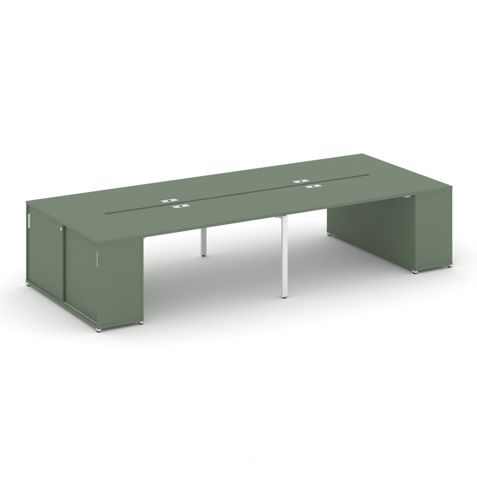 Concept Рабочая станция с опорными шкафами-купе CN.DRS-277 W Кобо/Металл Белый 2800*1480*750