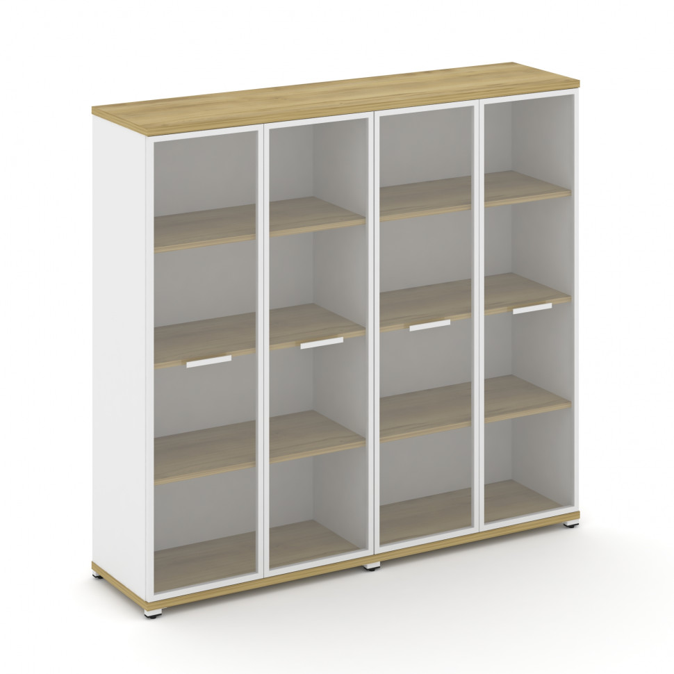 Concept Шкаф 2 широкие секции, 4 ниши CN.STS-426 RPW W Дуб Винченцо/Белый Бриллиант/Металл Белый/Про