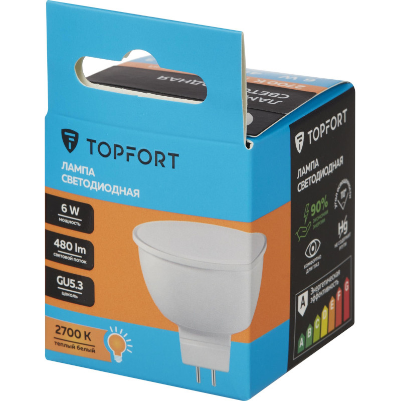 Лампа светодиодная Topfort GU5.3 12V 6W 2700K