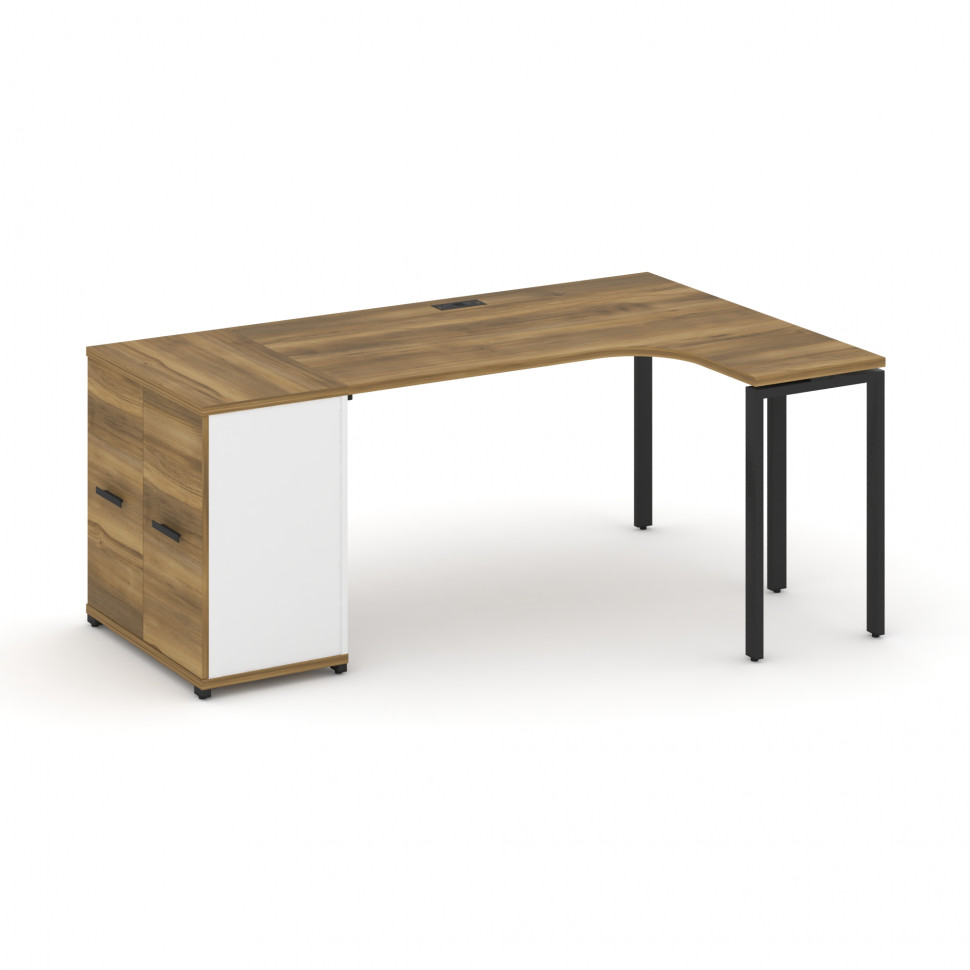 Concept Стол эргономичный с опорным распаш. шкафом CN.SA-209(R) B Сандал Янтарный/Белый Бриллиант/Ме