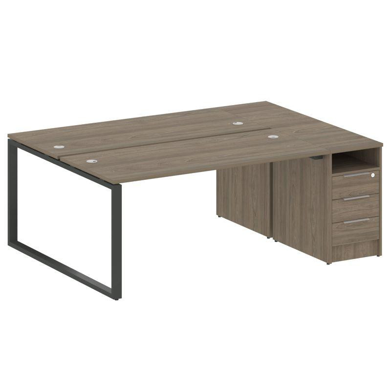 Metal System Рабочая станция с тумбой на О-образном м/к БО.РС-СТП-2.4 Вяз Благородный/Металл Антраци