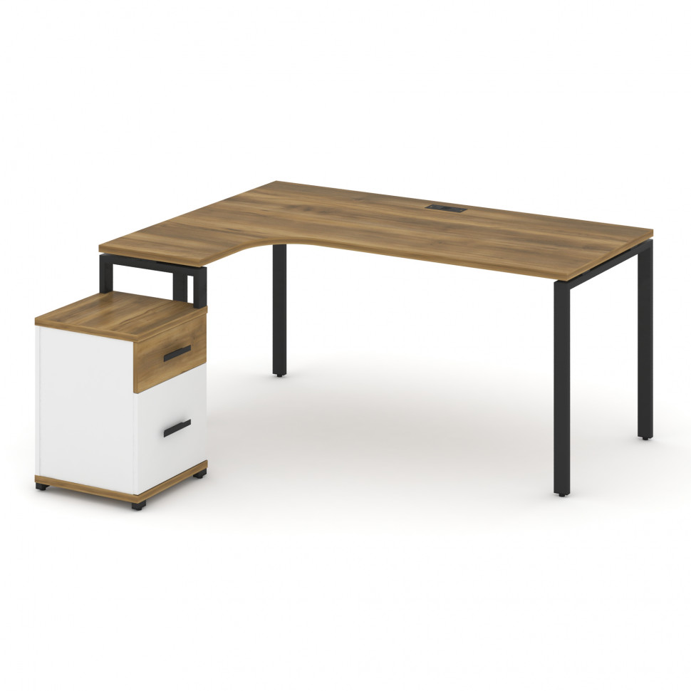 Concept Стол эргономичный с опорной тумбой CN.SA-308(L) B Сандал Янтарный/Белый Бриллиант/Металл Чер