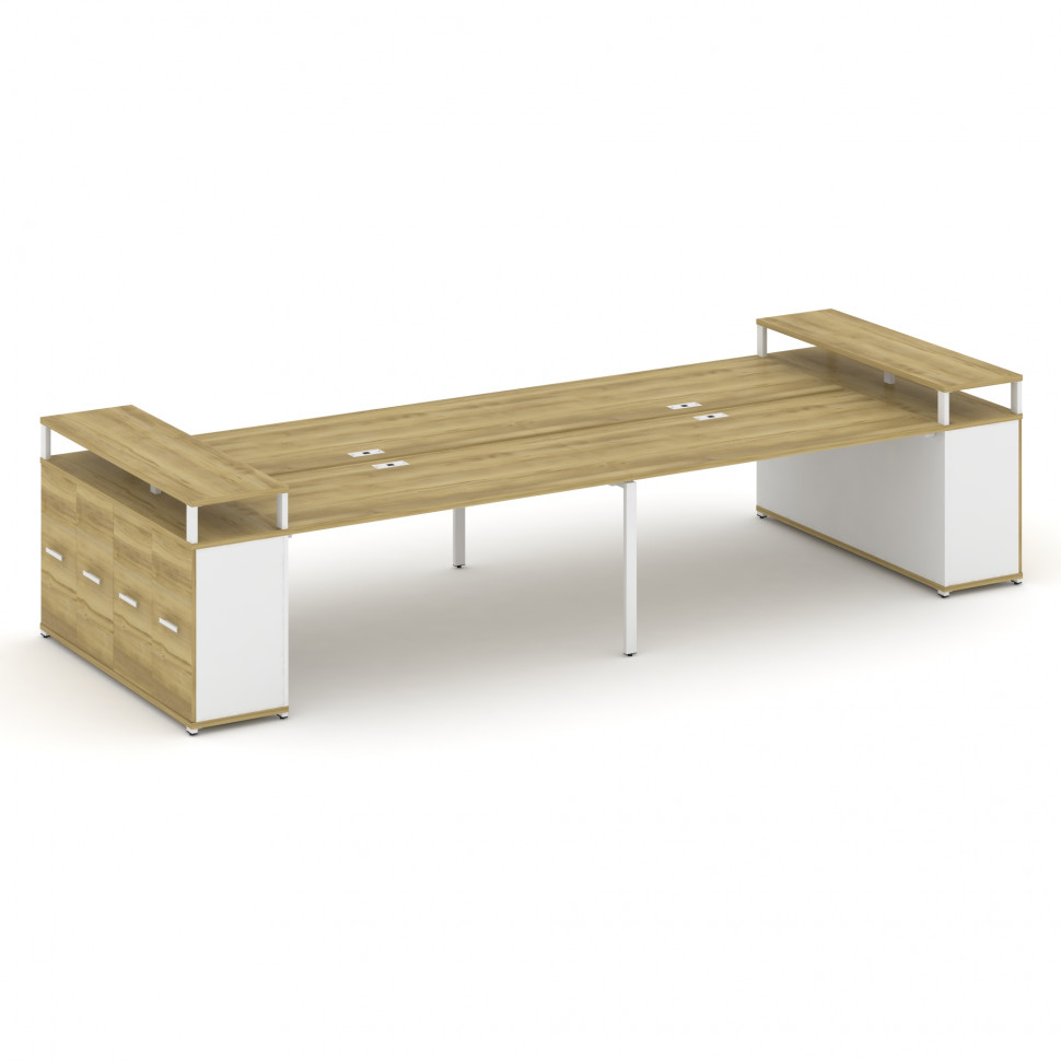Concept Рабочая станция с опорными распаш. шкафами с верх. горизонтами  CN.DRS-268 W Дуб Винченцо/Бе