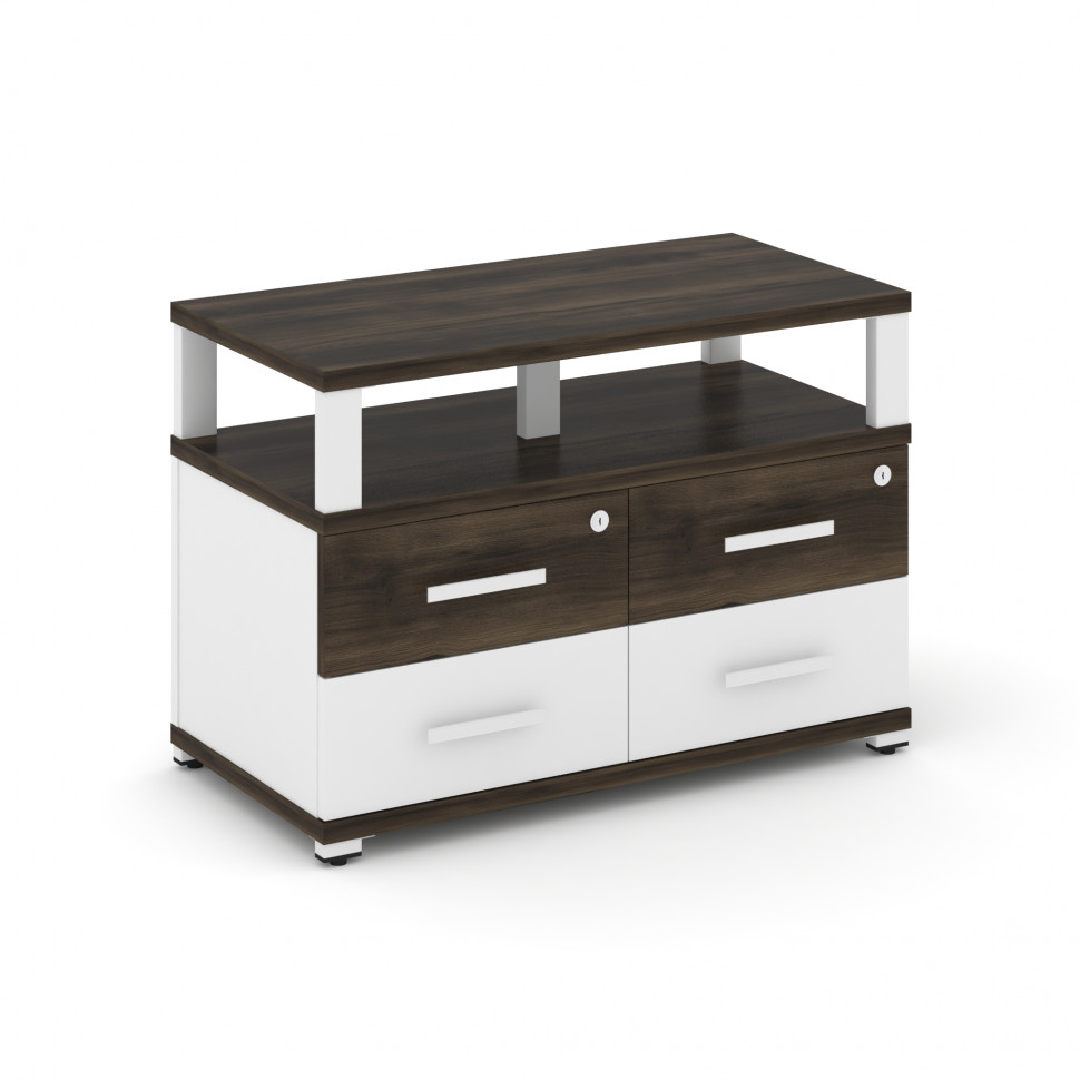 Concept Тумба приставная широкая 4 ящ. с надставкой широкой CN.TSP-003 W Дуб Мали/Белый Бриллиант/Ме
