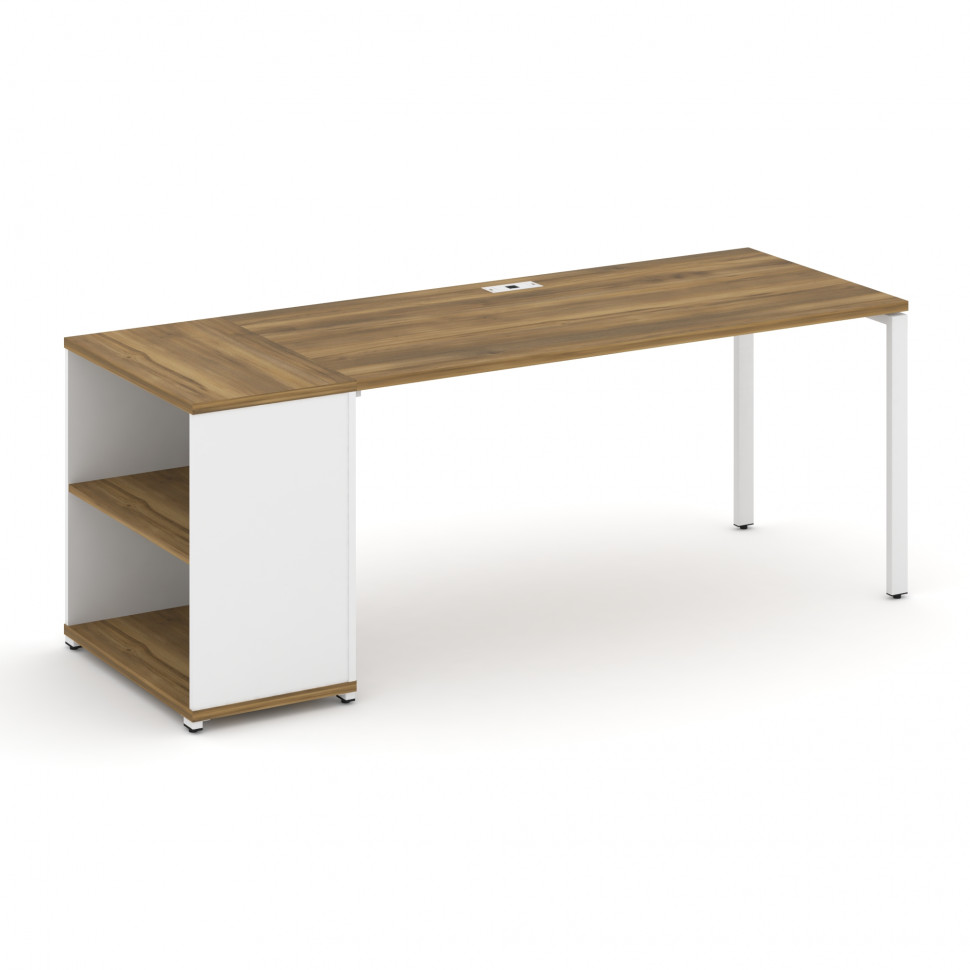 Concept Стол рабочий с опорным стеллажом CN.SP-204 Сандал Янтарный/Белый Бриллиант/Металл Белый 2000