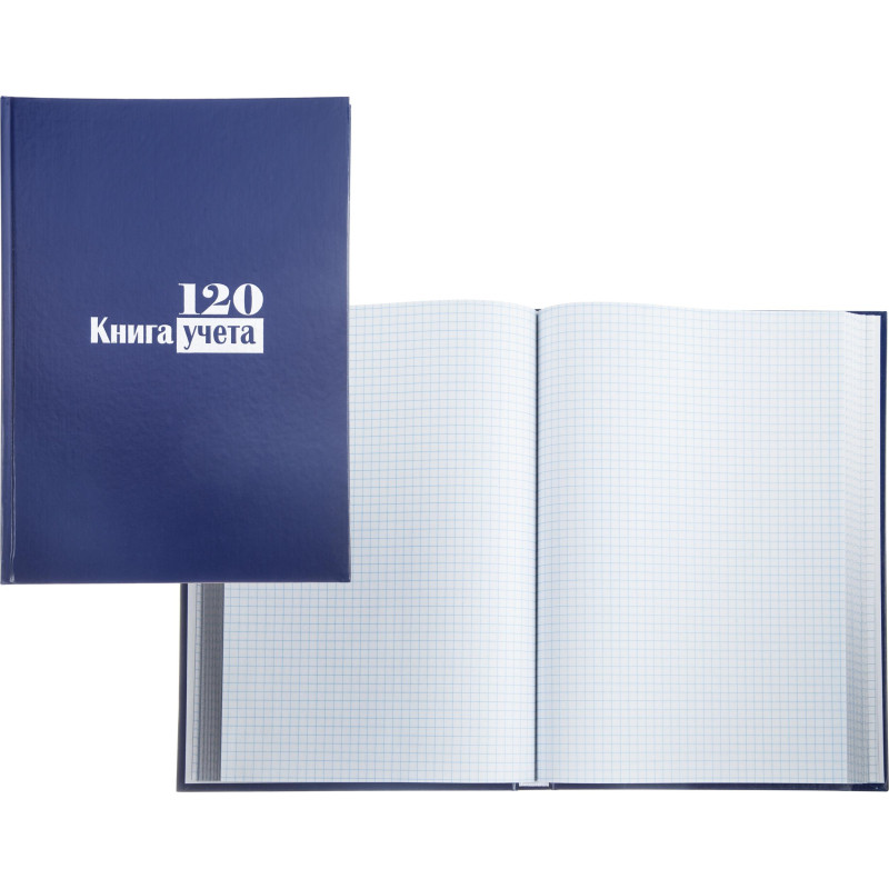 Книга учета -120л. в клетку офсет, обл. бумвинил Книга учета -120л. в клетку офсет, обл. бумвинил