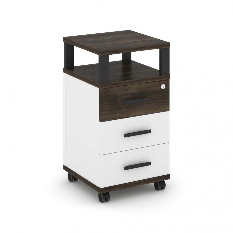 Concept Тумба мобильная 3 ящ. с надставкой CN.TUM-004 B Дуб Мали/Белый Бриллиант/Металл Черный 420*4