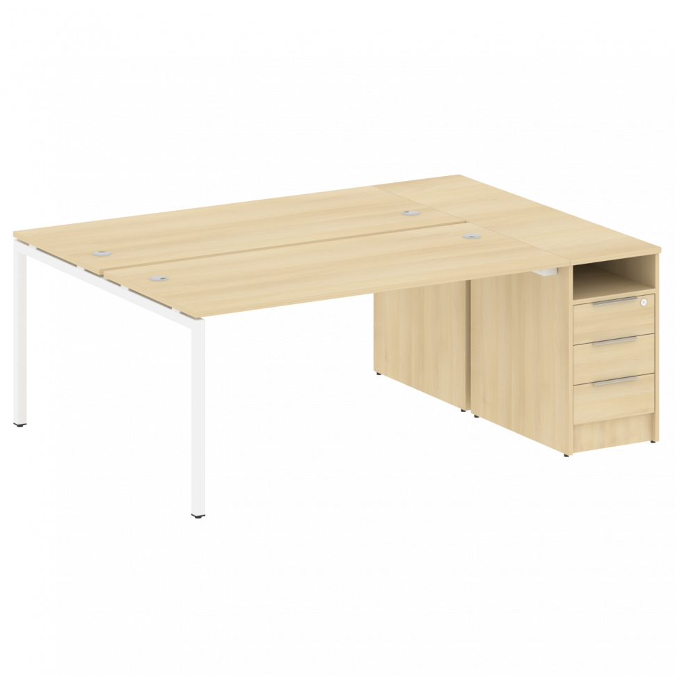 Metal System Quattro Рабочая станция с тумбой на П-образном м/к 40БП.РС-СТП-2.4 Акация Лорка/Металл