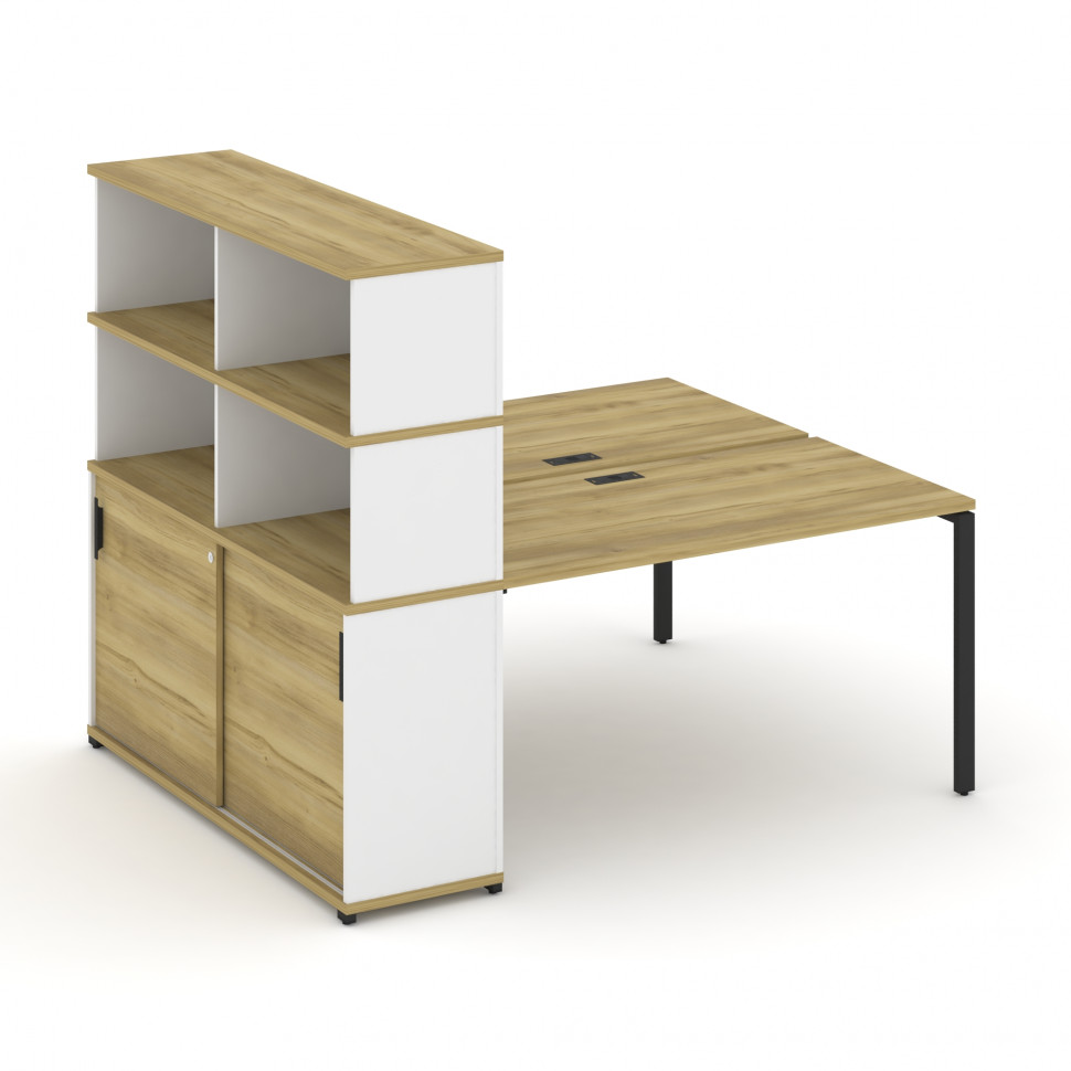Concept Рабочая станция с опорным шкафом-купе с надставкой выс. CN.DRS-243 B Дуб Винченцо/Белый Брил