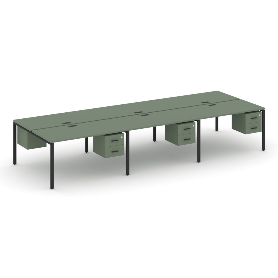 Concept Рабочая станция двухсторонняя с подвес. тумбами на 6 мест CN.DRS-154 B Кобо/Металл Черный 35