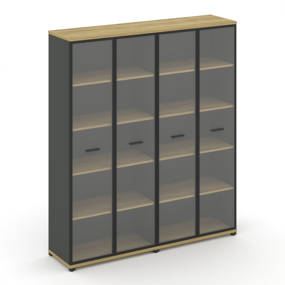 Concept Шкаф 2 широкие секции, 5 ниш CN.STS-528 RPB A Дуб Винченцо/Антрацит/Металл Антрацит/Прозрачн