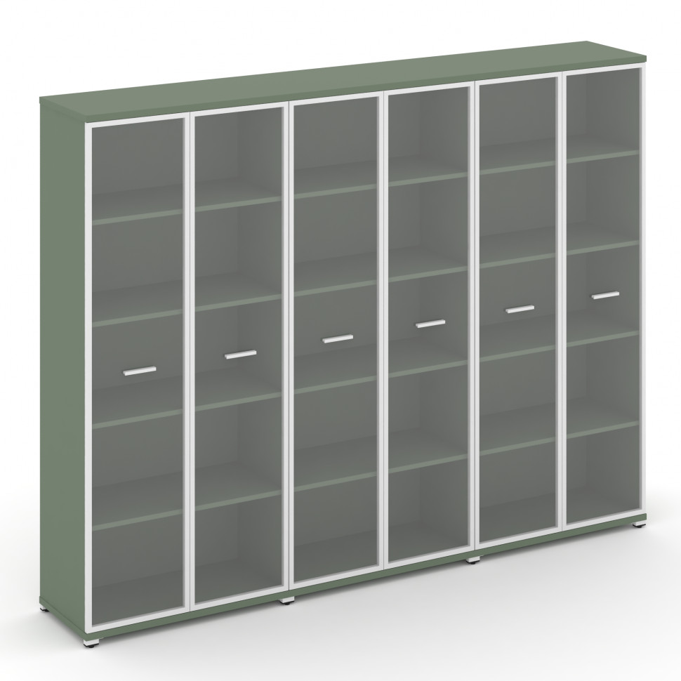 Concept Шкаф 3 широкие секции, 5 ниш CN.STS-538 RPW W Кобо/Металл Белый/Прозрачный 2500*420*1922