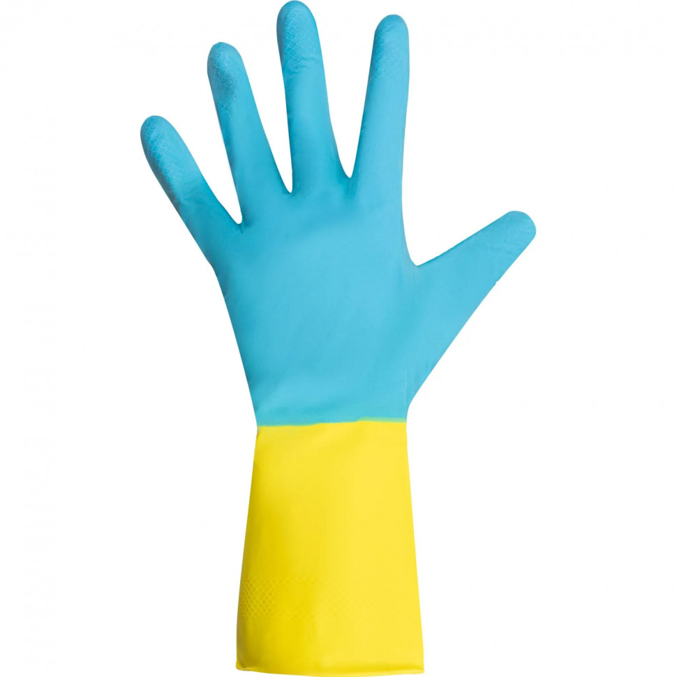 Перчатки хозяйственные Gloves Lux BICOLOR сине-желтые р.L