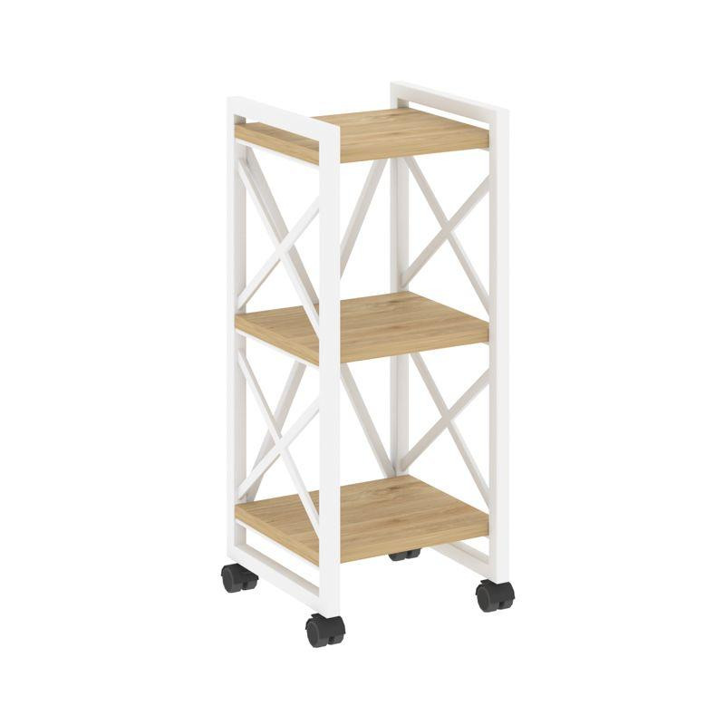 Loft Стеллаж на колесных опорах-3 полки VR.L-MST.K-3.4 Тиквуд Светлый/Металл Белый 400*400*968