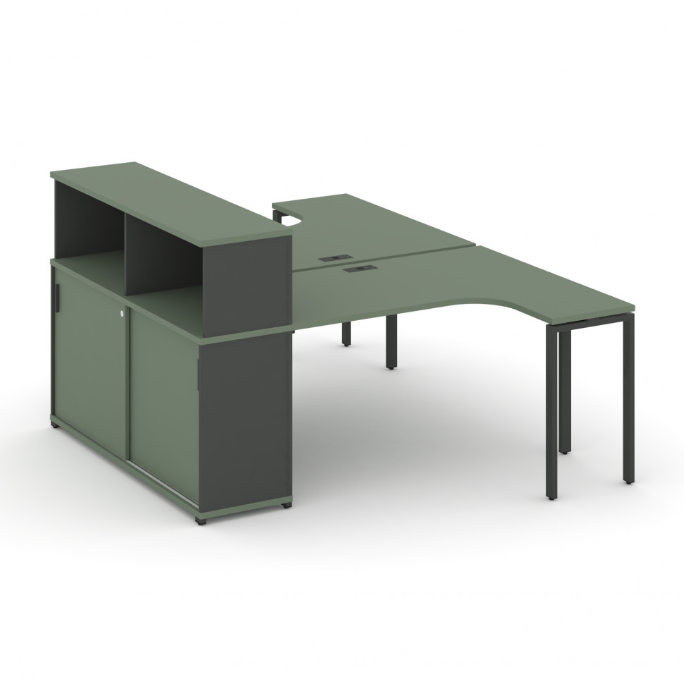 Concept Рабочая станция с опорным шкафом-купе с надставкой низ. CN.DSA-219 A Кобо/Антрацит/Металл Ан