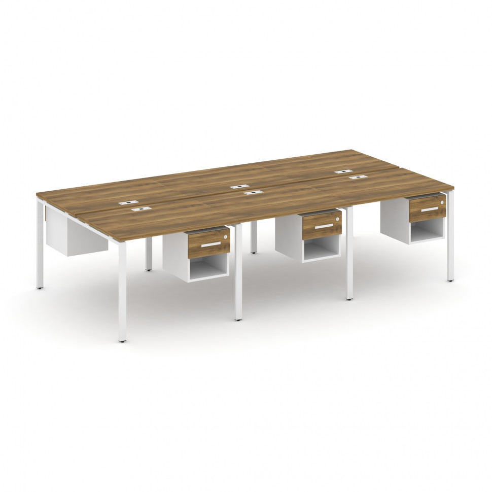 Concept Рабочая станция двухсторонняя с подвес. тумбами на 6 мест CN.DRS-157 W Сандал Янтарный/Белый Concept Рабочая станция двухсторонняя с подвес. тумбами на 6 мест CN.DRS-157 W Сандал Янтарный/Белый