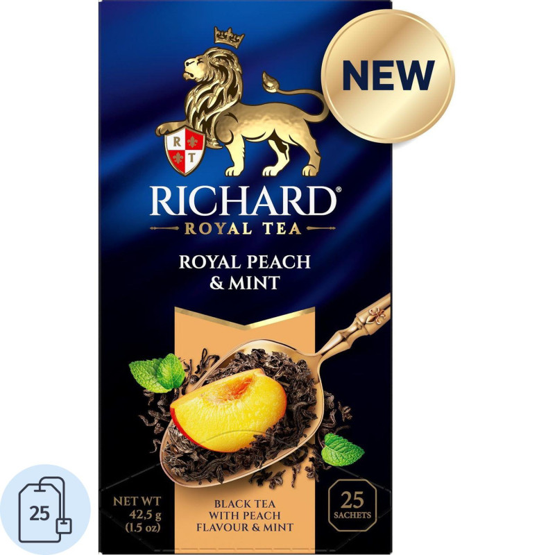 Чай Richard Royal Peach &amp; Mint черный,ароматизированный, 25шт/уп