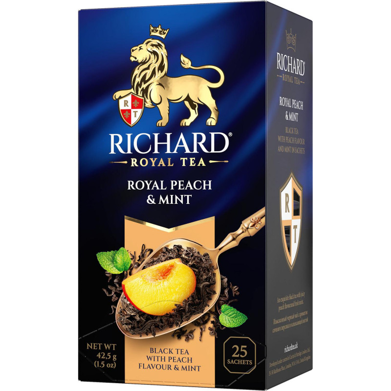 Чай Richard Royal Peach &amp; Mint черный,ароматизированный, 25шт/уп