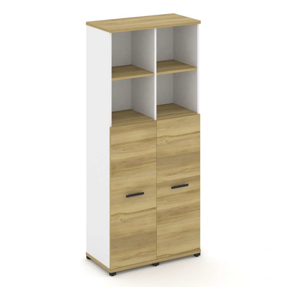 Concept Шкаф 2 узкие секции, 5 ниш CN.STU-524 B Дуб Винченцо/Белый Бриллиант/Металл Черный 836*420*1