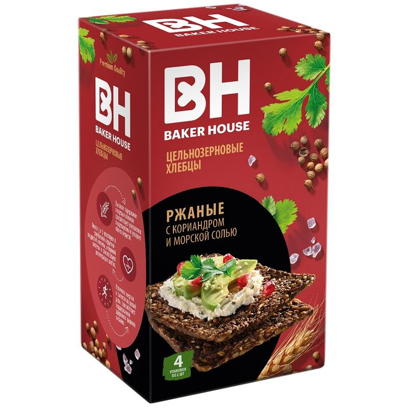 Хлебцы Скандинавские Baker House цельнозерновые ржаные, 180гр Хлебцы Скандинавские Baker House цельнозерновые ржаные, 180гр