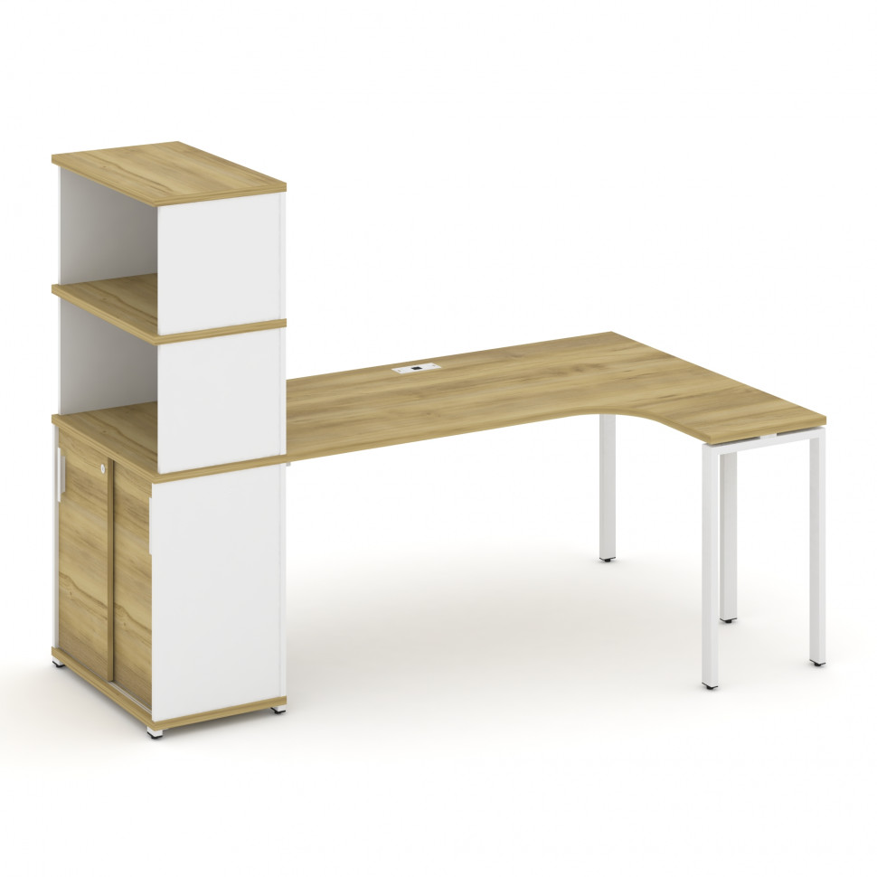 Concept Стол эргономичный с опорным шкафом-купе с надставкой выс. CN.SA-222(R) W Дуб Винченцо/Белый Concept Стол эргономичный с опорным шкафом-купе с надставкой выс. CN.SA-222(R) W Дуб Винченцо/Белый