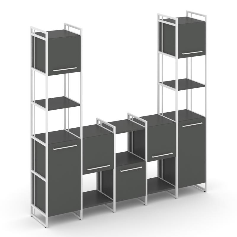 Rift Шкаф комбинированый RF.NS-001 Антрацит NEW/Металл Белый/Белый Ручки 2020*396*2010