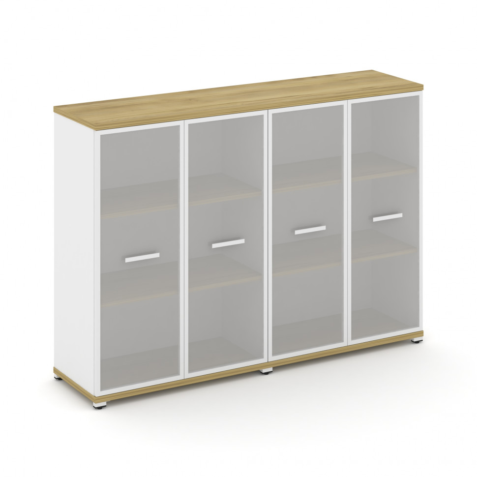 Concept Шкаф 2 широкие секции, 3 ниши CN.STS-326 RMW W Дуб Винченцо/Белый Бриллиант/Металл Белый/Сат