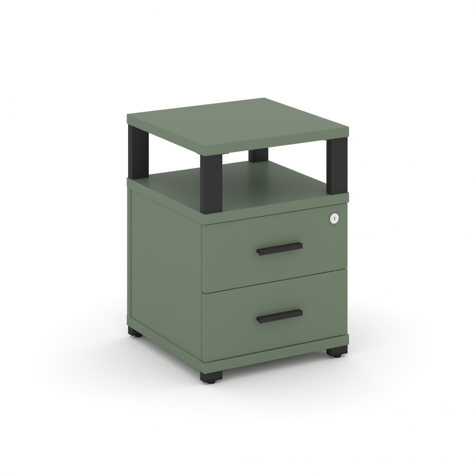 Concept Тумба приставная 2 ящ. с надставкой CN.TUP-002 B Кобо/Металл Черный 420*420*583