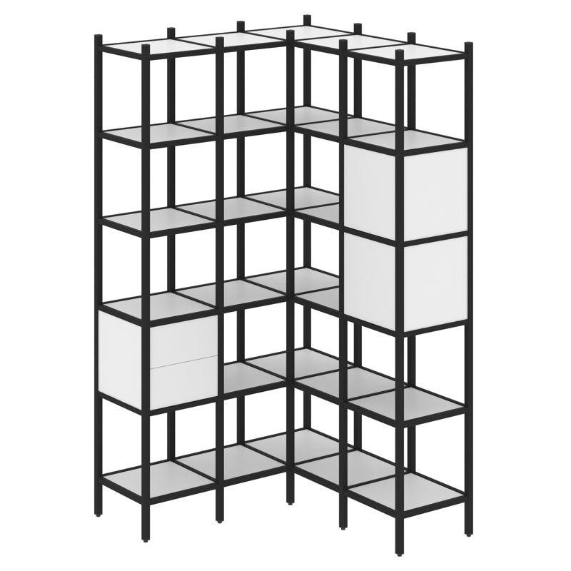 Loft Угловой внутренний стеллаж VR.L-34 Белый Бриллиант/Металл Черный 1278*1278*2280 Loft Угловой внутренний стеллаж VR.L-34 Белый Бриллиант/Металл Черный 1278*1278*2280