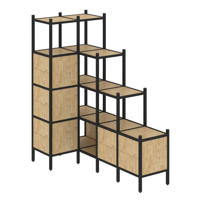 Loft Угловой внутренний стеллаж VR.L-42 Тиквуд Светлый/Металл Черный 862*1694*1869 Loft Угловой внутренний стеллаж VR.L-42 Тиквуд Светлый/Металл Черный 862*1694*1869