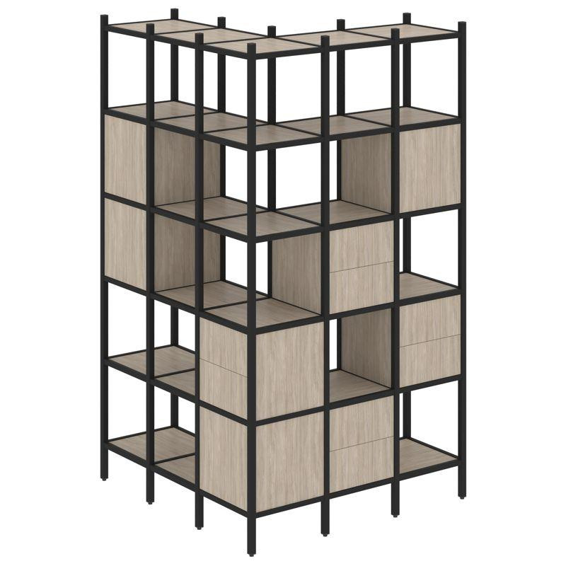 Loft Угловой внешний стеллаж наборный VR.L-53 Дуб Аттик/Металл Черный 1278*1278*2280 Loft Угловой внешний стеллаж наборный VR.L-53 Дуб Аттик/Металл Черный 1278*1278*2280