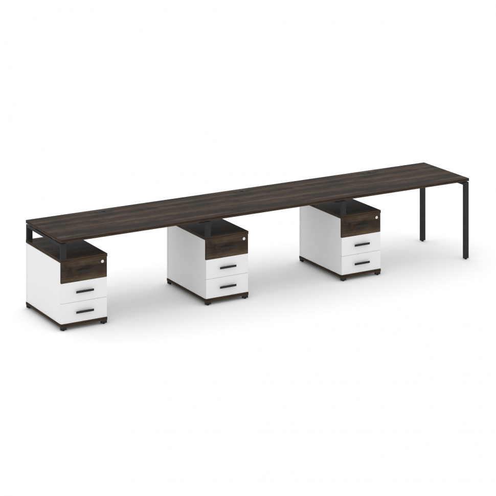 Concept Рабочая станция 3 места с 3 опорными тумбами CN.ORS-343 B Дуб Мали/Белый Бриллиант/Металл Че Concept Рабочая станция 3 места с 3 опорными тумбами CN.ORS-343 B Дуб Мали/Белый Бриллиант/Металл Че