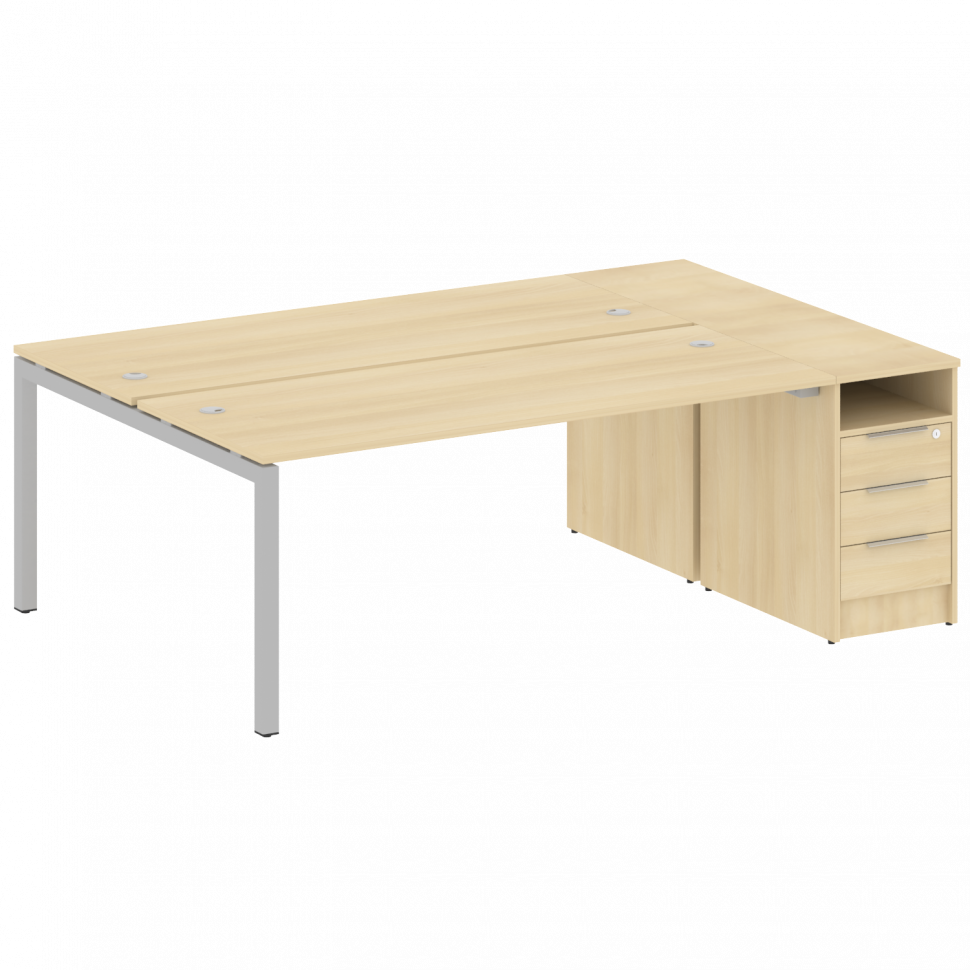 Metal System Quattro Рабочая станция с тумбой на П-образном м/к 50БП.РС-СТП-2.5 Акация Лорка/Металл Metal System Quattro Рабочая станция с тумбой на П-образном м/к 50БП.РС-СТП-2.5 Акация Лорка/Металл