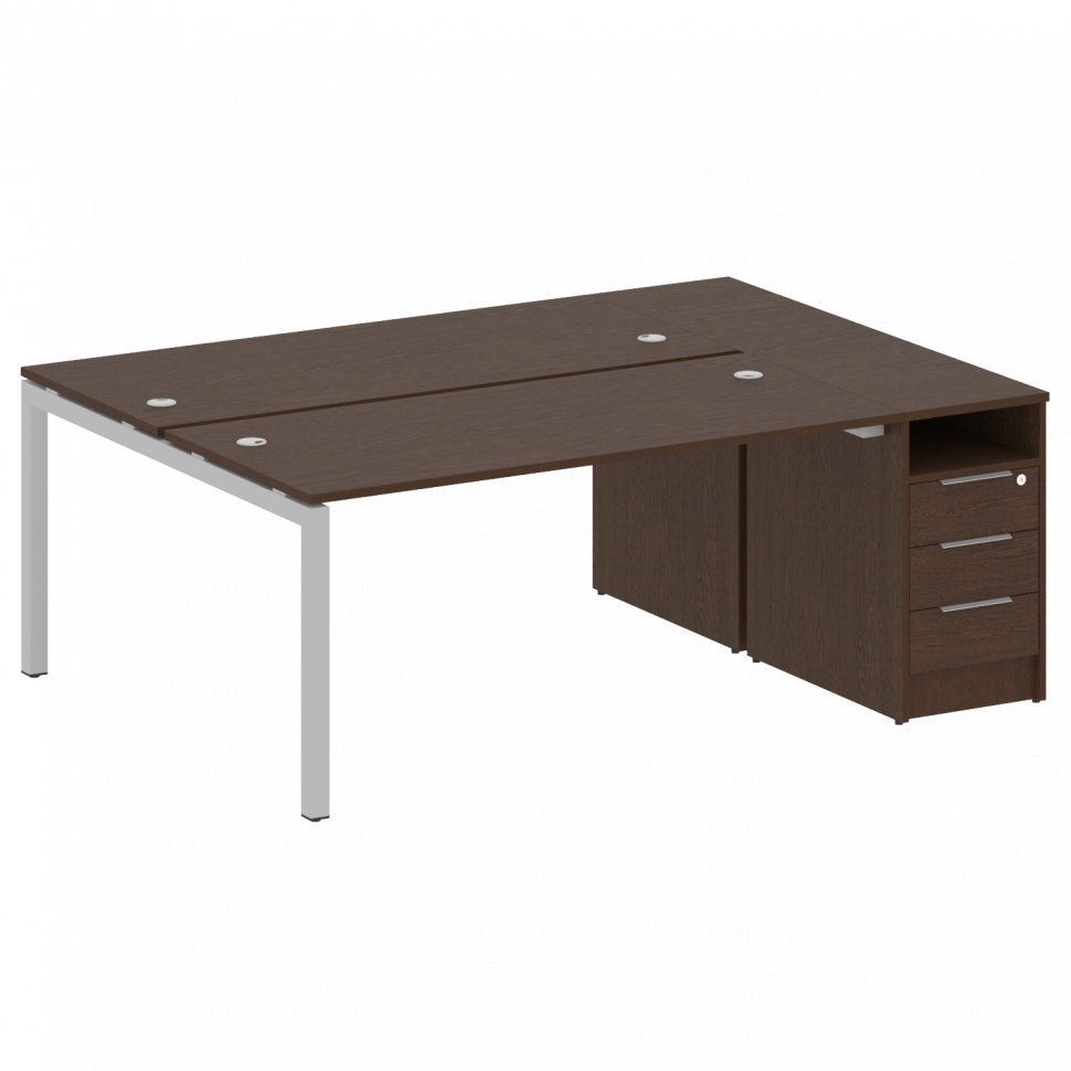 Metal System Quattro Рабочая станция с тумбой на П-образном м/к 50БП.РС-СТП-2.4 Венге Цаво/Металл Се