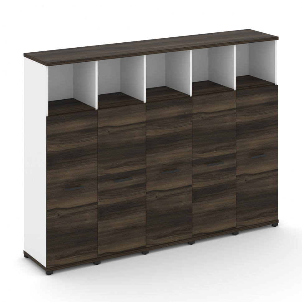 Concept Шкаф 5 узких секций, 4 ниши CN.STU-453 B Дуб Мали/Белый Бриллиант/Металл Черный 2084*420*155