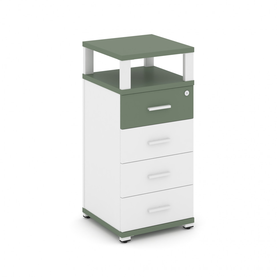 Concept Тумба опорная/приставная 4 ящ. с надставкой CN.TUO-003 W Кобо/Белый Бриллиант/Металл Белый 4