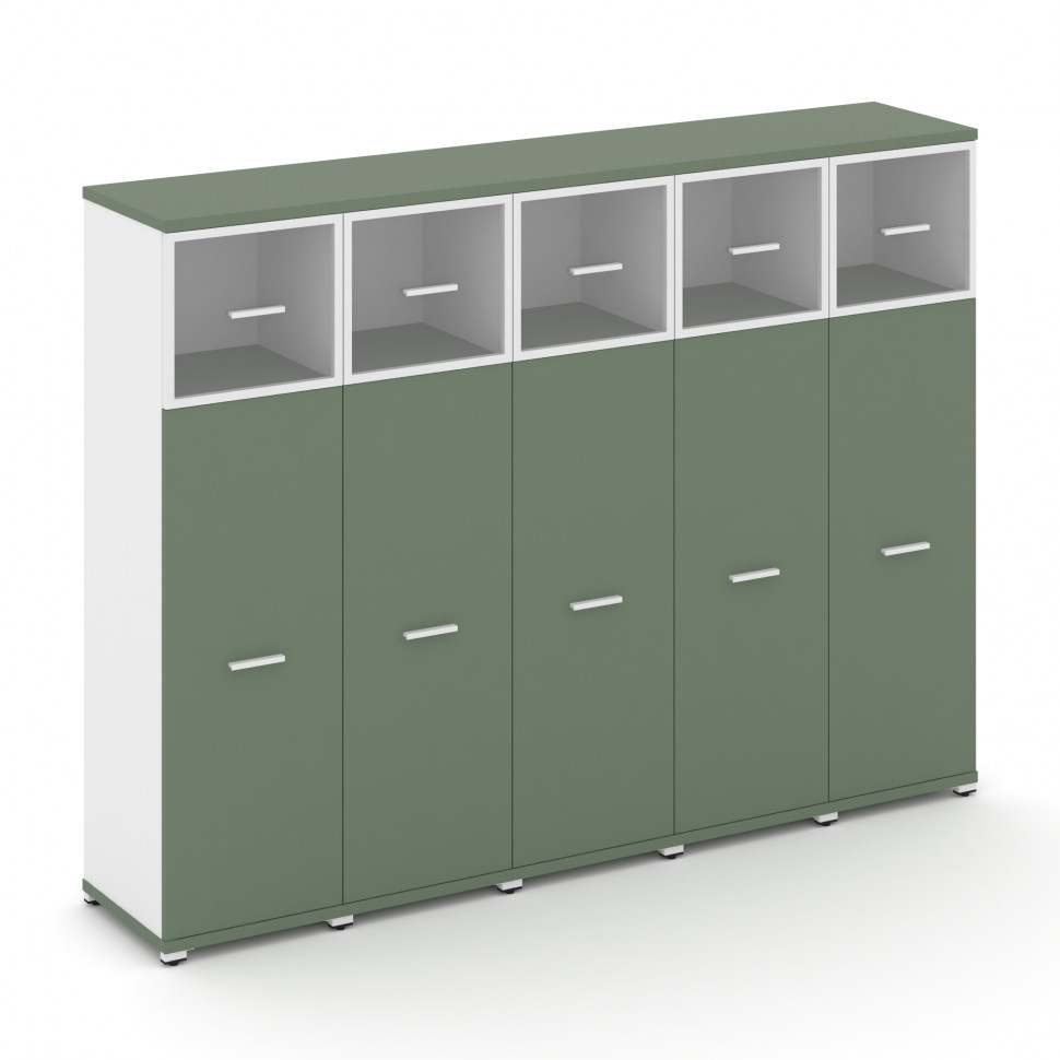 Concept Шкаф 5 узких секций, 4 ниши CN.STU-454 RPW W Кобо/Белый Бриллиант/Металл Белый/Прозрачный 20