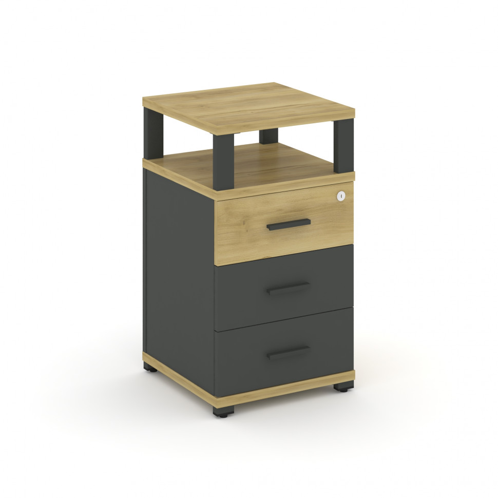 Concept Тумба приставная 3 ящ. с надставкой CN.TUP-003 A Дуб Винченцо/Антрацит/Металл Антрацит 420*4 Concept Тумба приставная 3 ящ. с надставкой CN.TUP-003 A Дуб Винченцо/Антрацит/Металл Антрацит 420*4