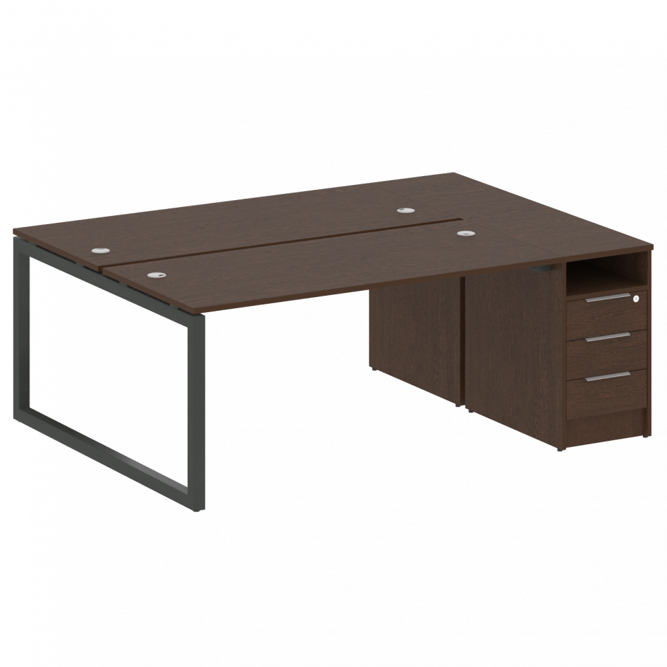 Metal System Quattro Рабочая станция с тумбой на О-образном м/к 50БО.РС-СТП-2.4 Венге Цаво/Металл Ан