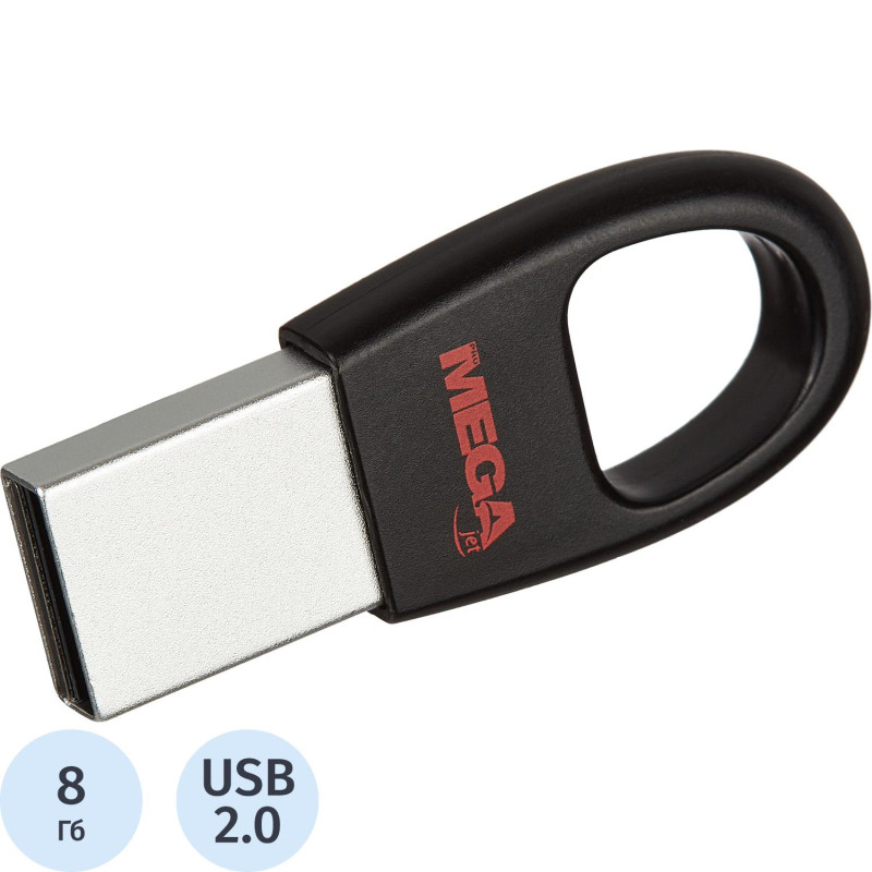 Флеш-память Promega Jet брелок 8GB USB2.0/черн пласт/под лого NTU328U2008GB