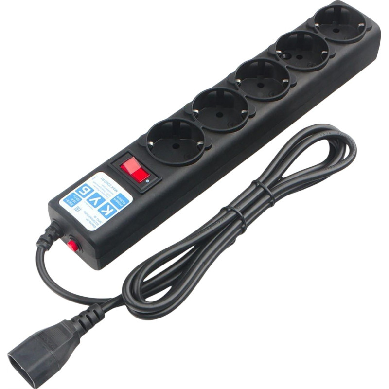 Сетевой фильтр Power Cube 3м д/подкл к UPS/С14, 5р черный 10А/2,2кВт