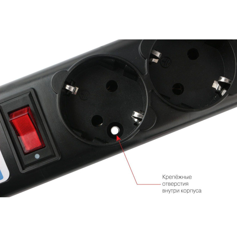 Сетевой фильтр Power Cube 3м д/подкл к UPS/С14, 5р черный 10А/2,2кВт